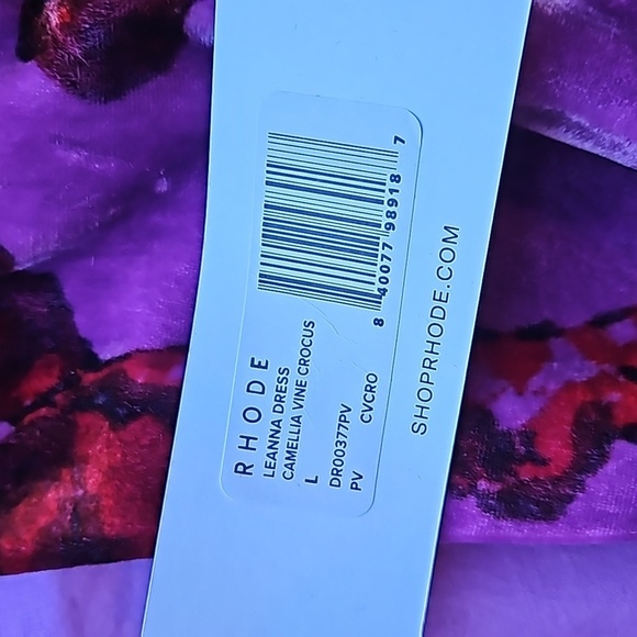 Rhode Purple Floral Leanna Velvet Valentine's Dress L NWT - Picture 7 of 9